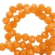 Faceted glass beads 8x6mm disc Tangerine orange-pearl shine coating